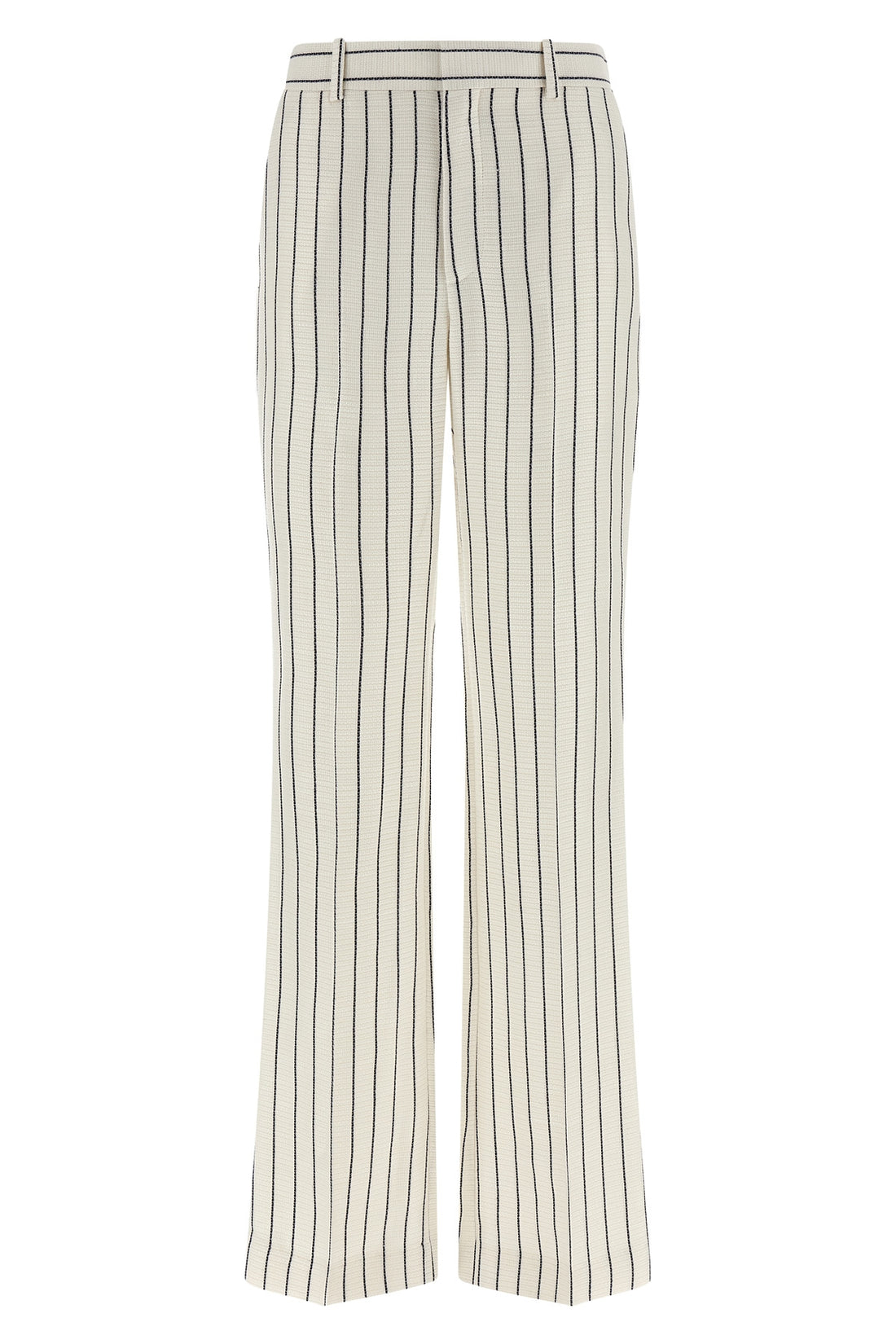 BALMAIN 36 striped viscose and linen blend trousers