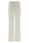 striped viscose and linen blend trousers