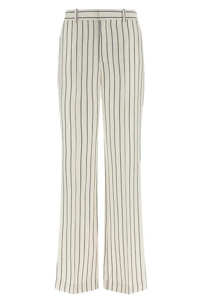 striped viscose and linen blend trousers