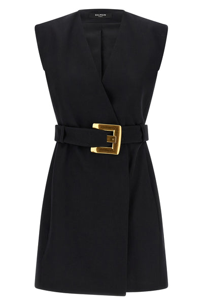 wallet mini dress in grain de poudre