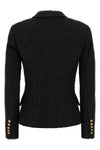 double-breasted tweed blazer