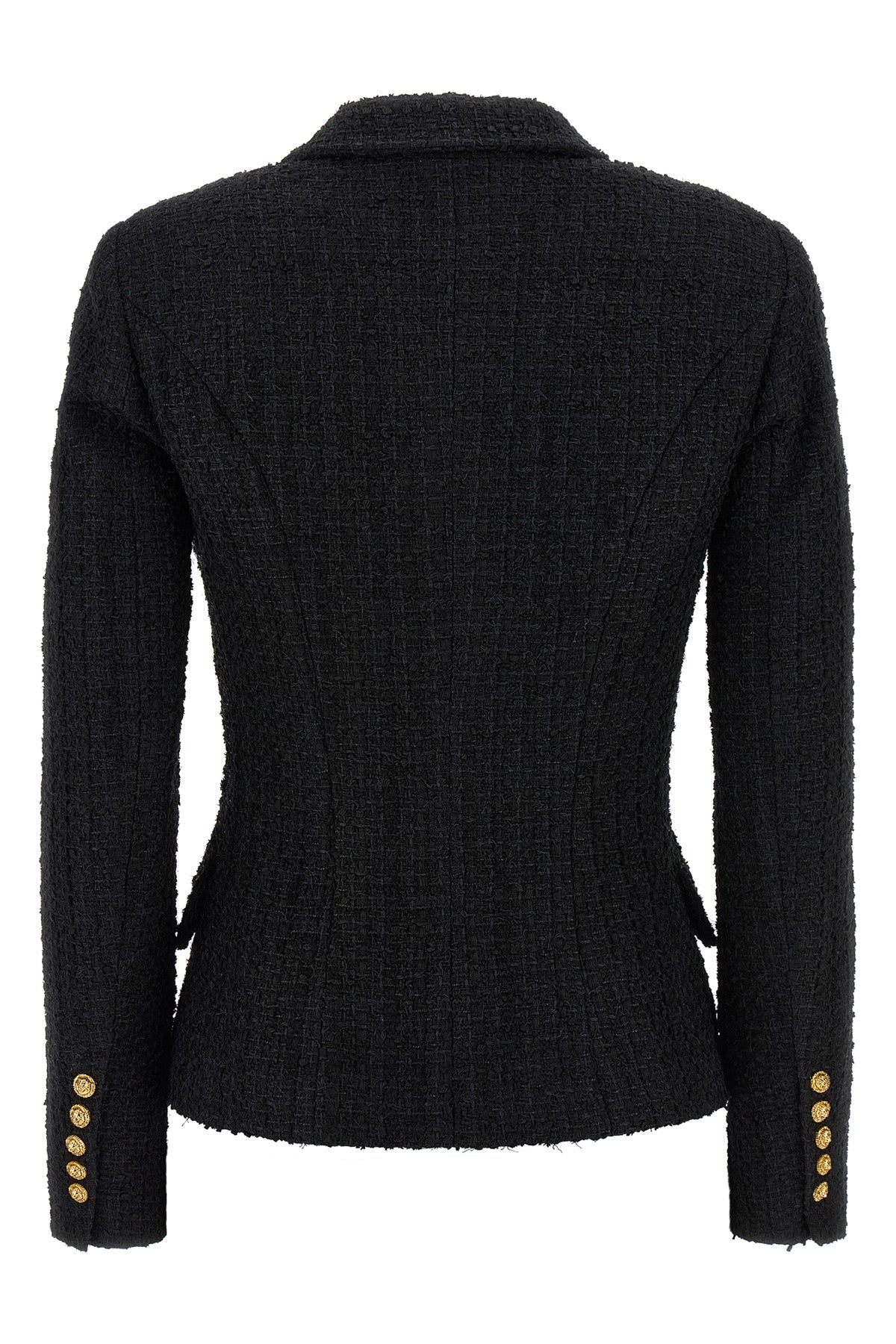 double-breasted tweed blazer