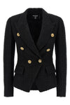 double-breasted tweed blazer