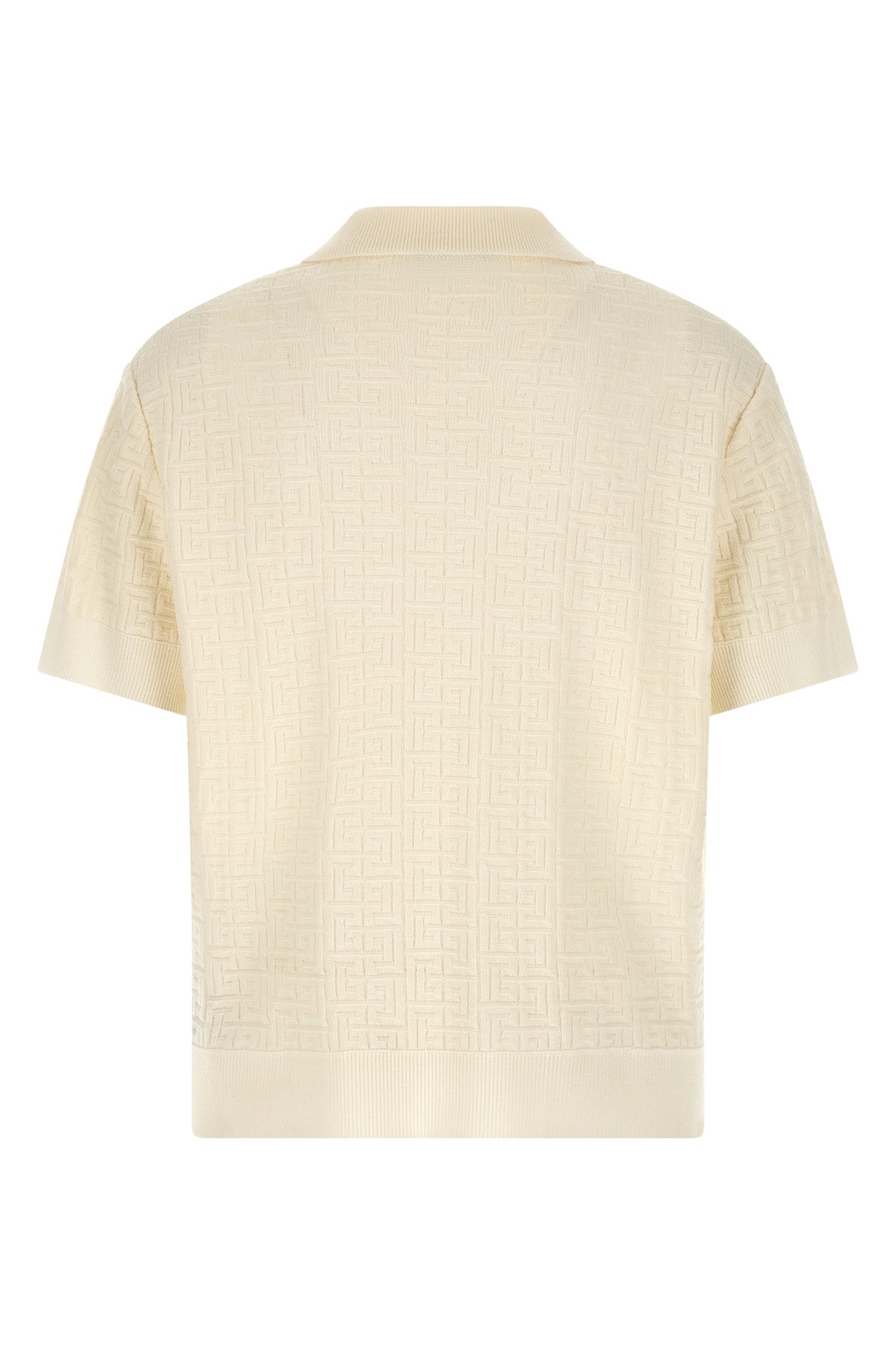 wool and linen knit polo shirt