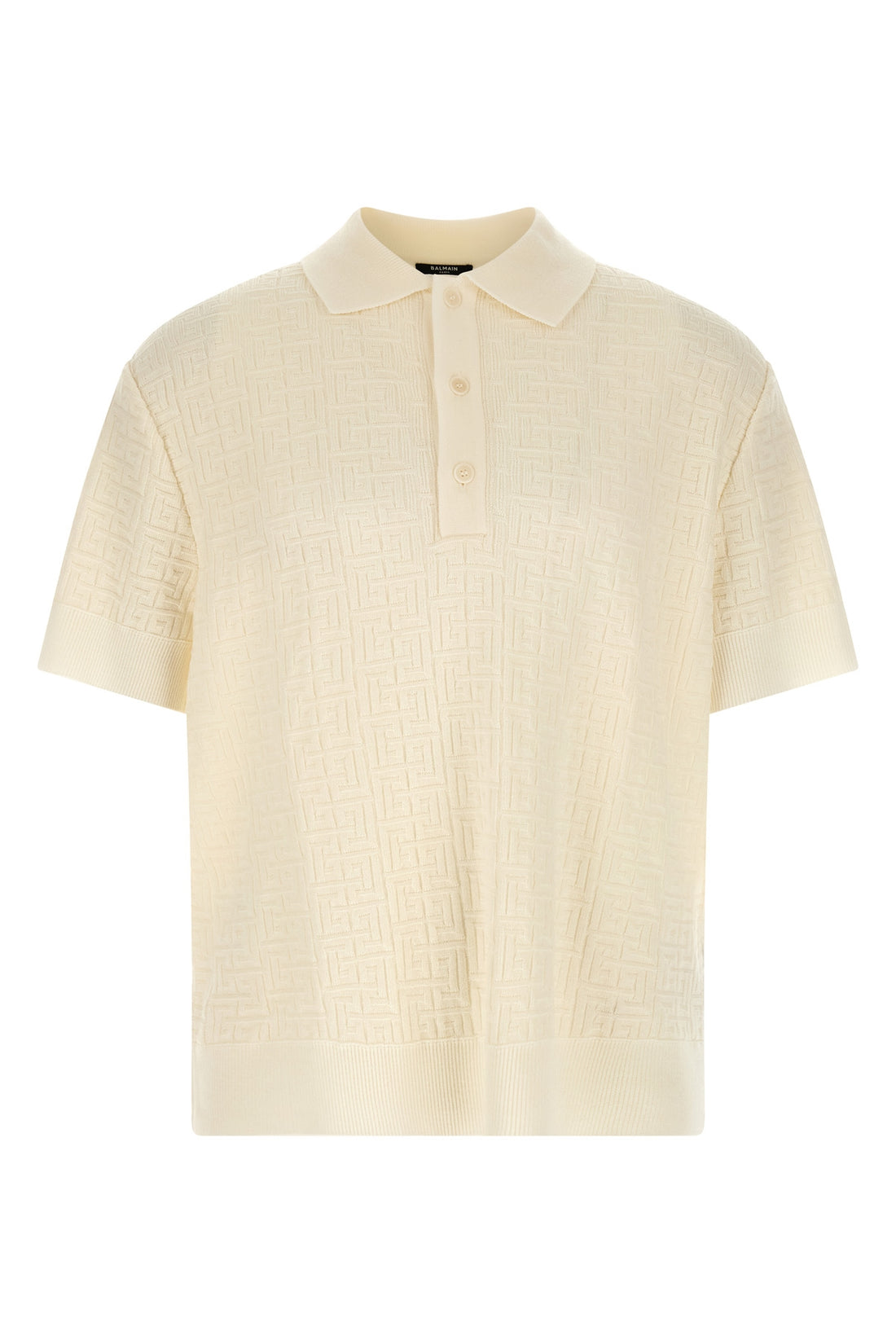 BALMAIN L wool and linen knit polo shirt
