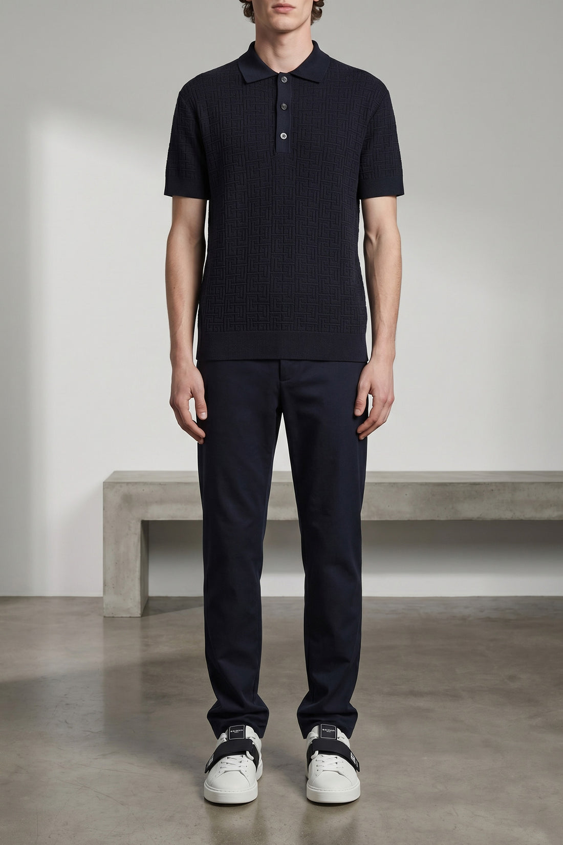 BALMAIN M polo shirt in wool blend knit
