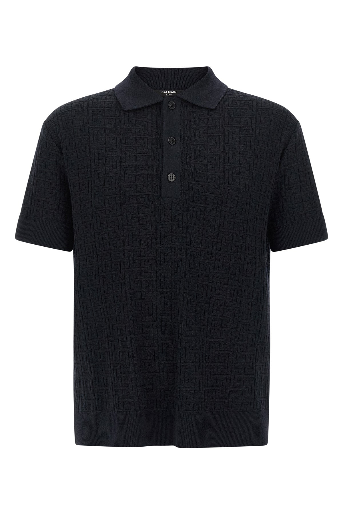 polo shirt in wool blend knit