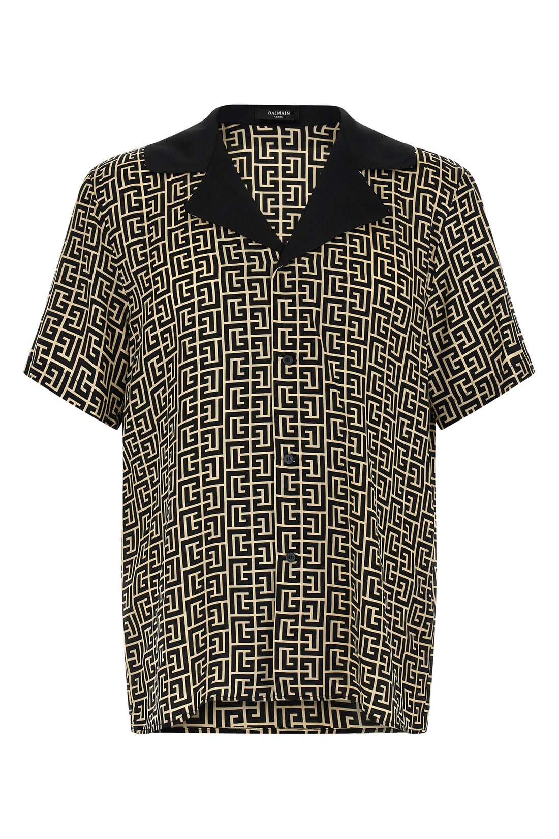 BALMAIN XL monogram cupro bowling shirt