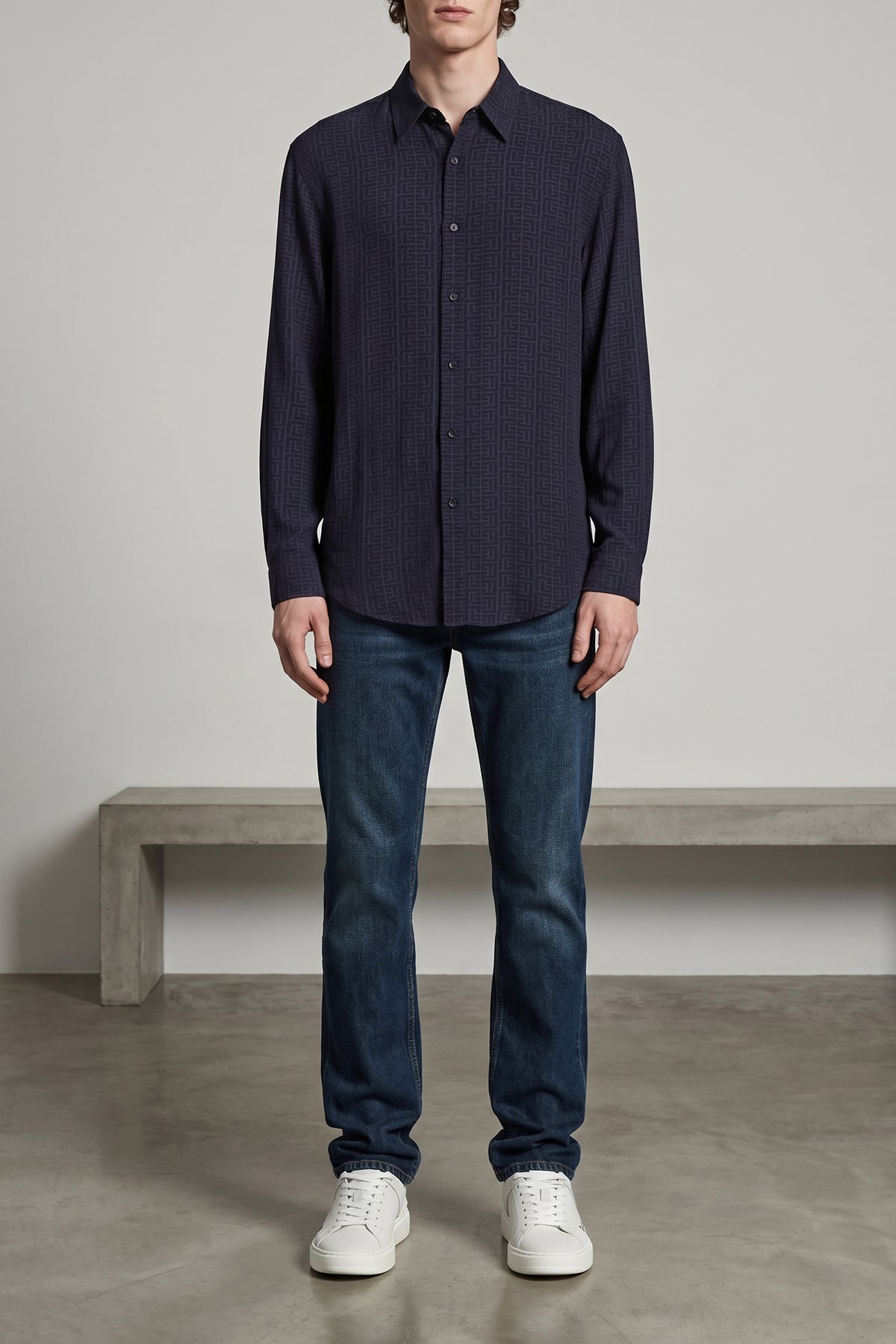 all over jacquard monogram viscose shirt
