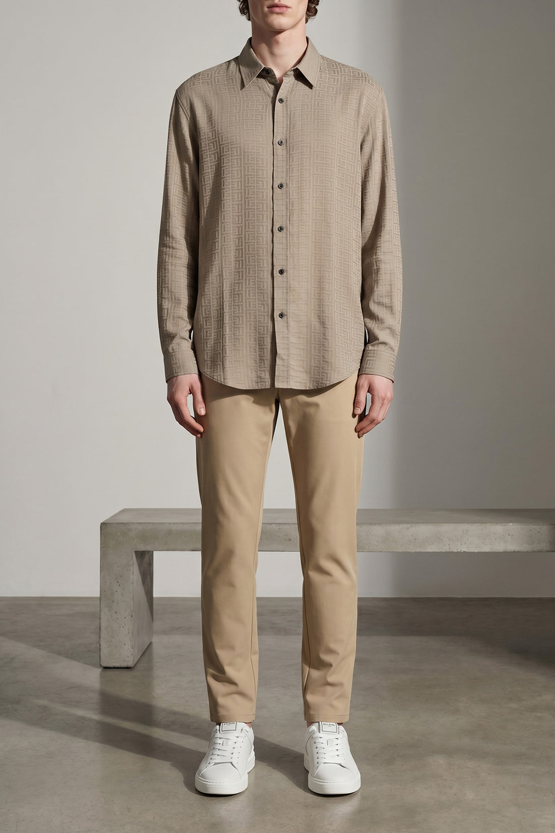 BALMAIN 40 cm all over jacquard monogram viscose shirt