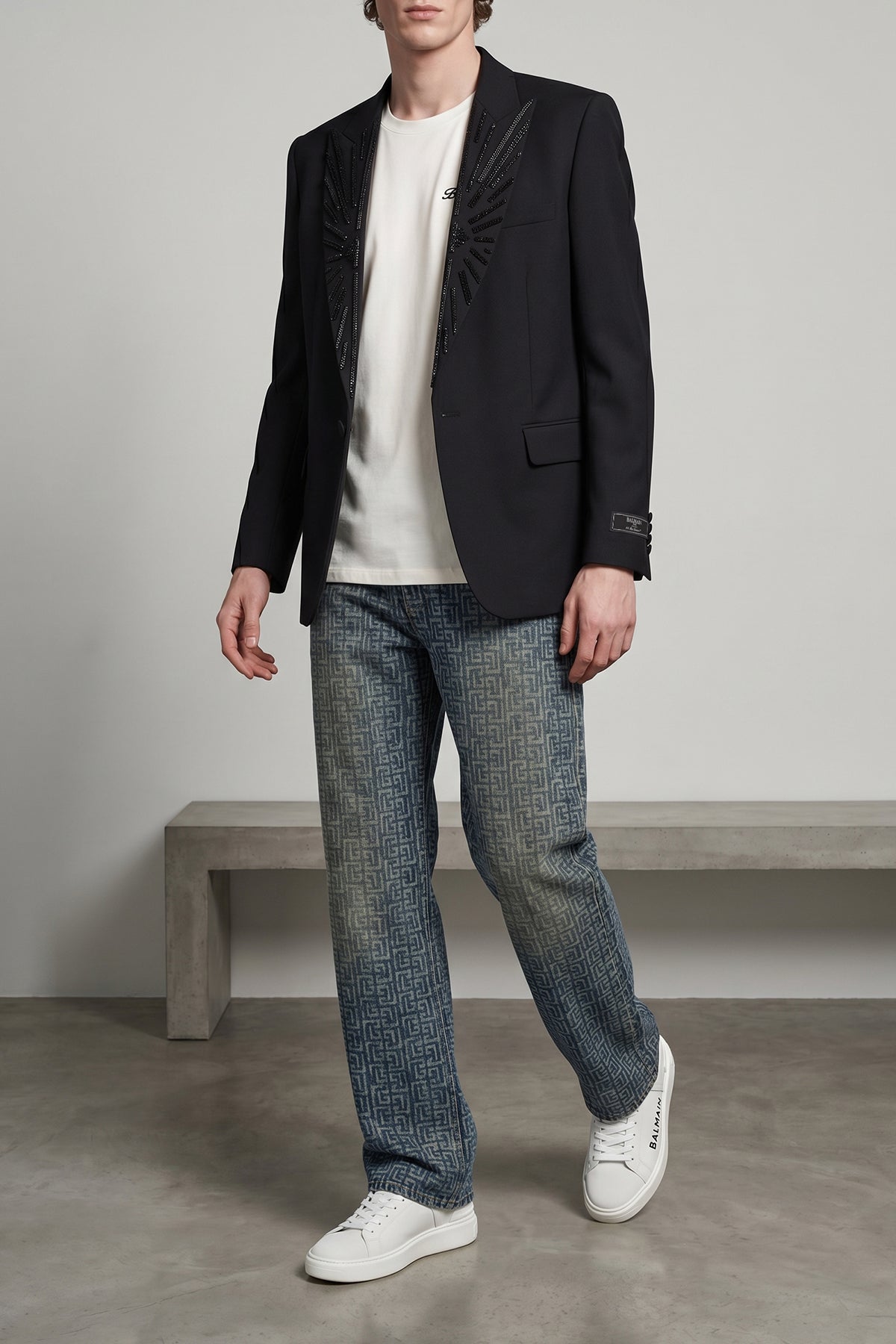single-breasted grain de poudre blazer