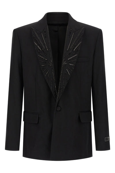 single-breasted grain de poudre blazer