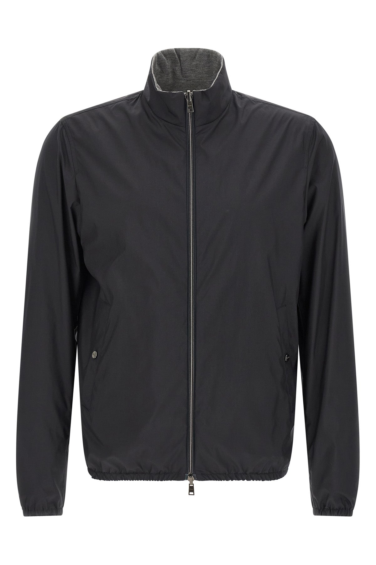 reversible light bomber jacket in technical fabric and viscose mélange