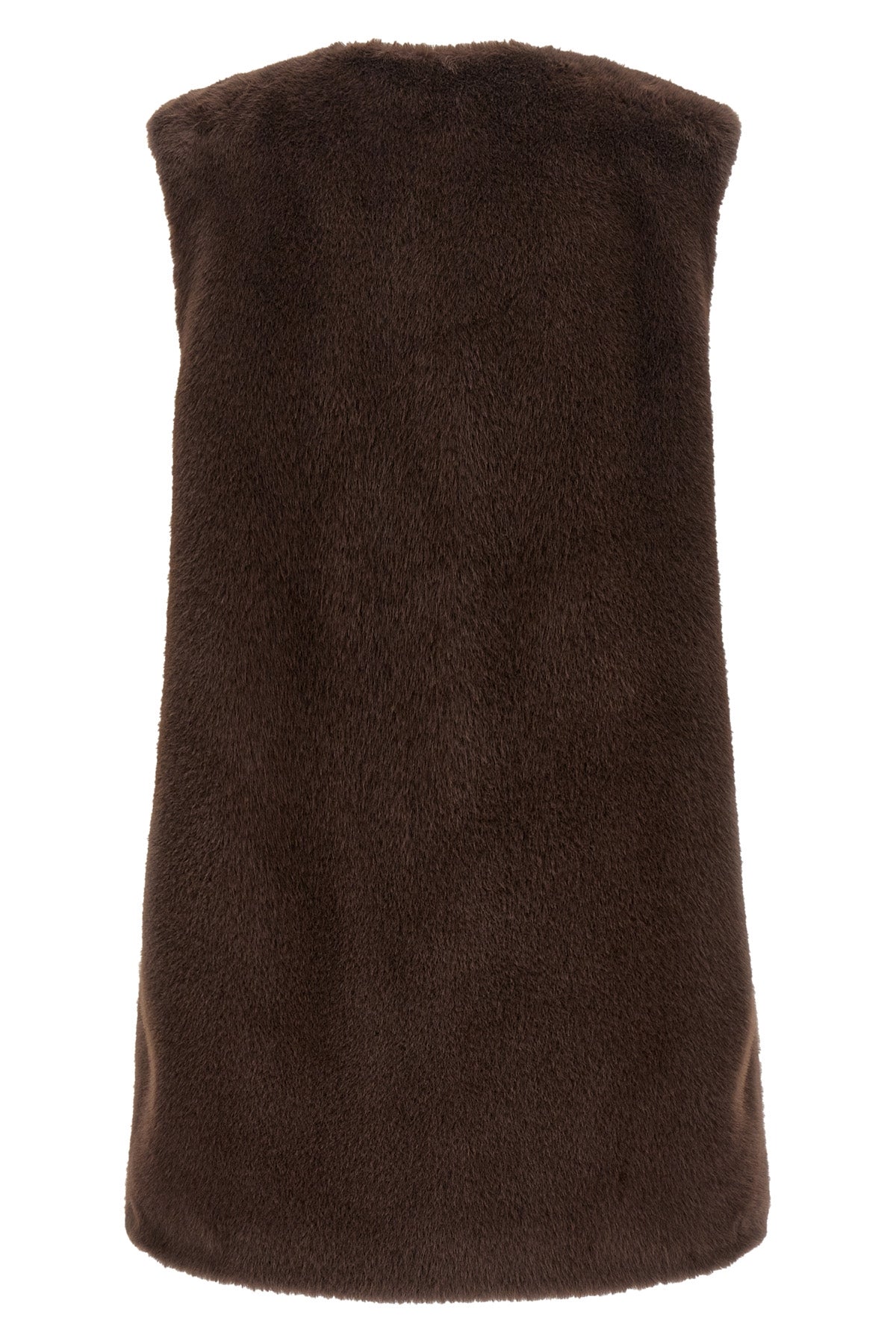 the herno resort vest in beaver-effect eco-fur features a sleeveless silhouett