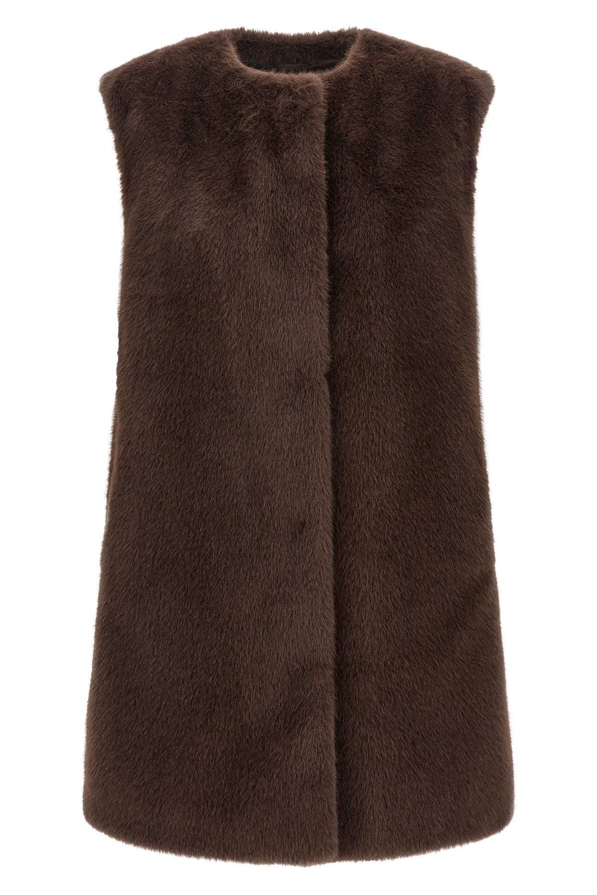 the herno resort vest in beaver-effect eco-fur features a sleeveless silhouett