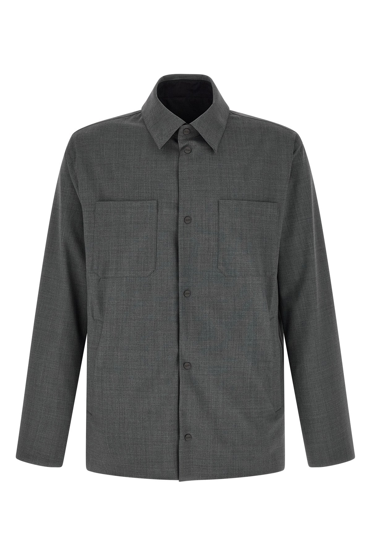 reversible overshirt in technical wool and nylon fabric