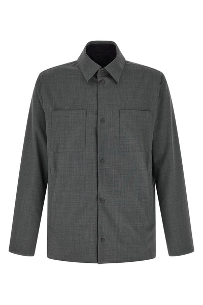 reversible overshirt in technical wool and nylon fabric
