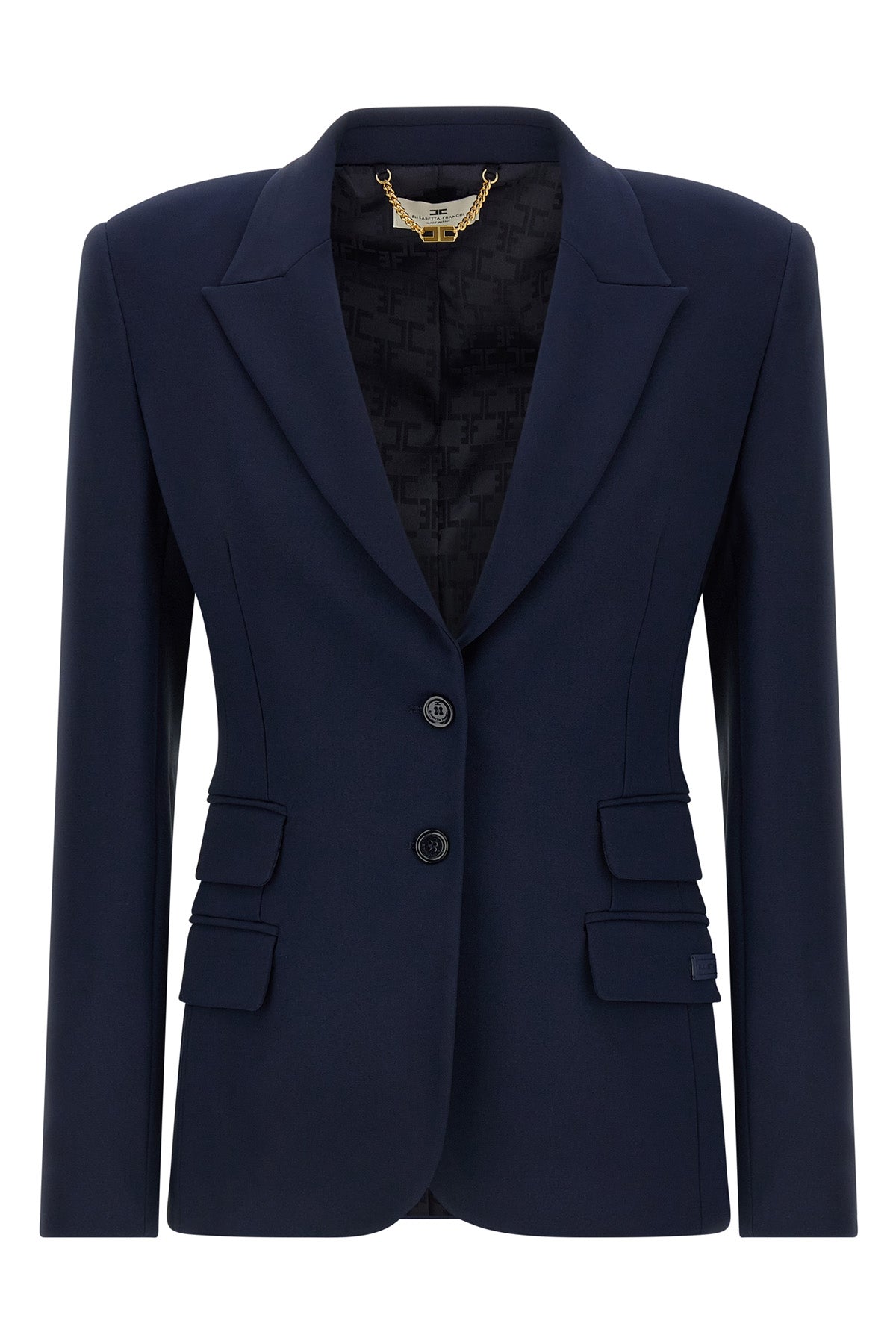 the elisabetta franchi blazer stands out for its sartorial silhouette defined by