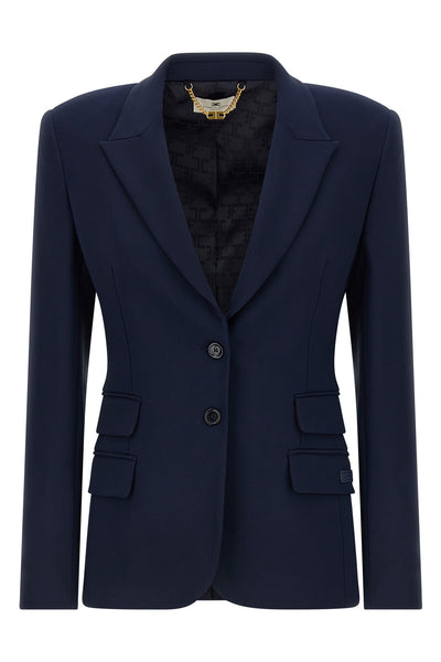 the elisabetta franchi blazer stands out for its sartorial silhouette defined by