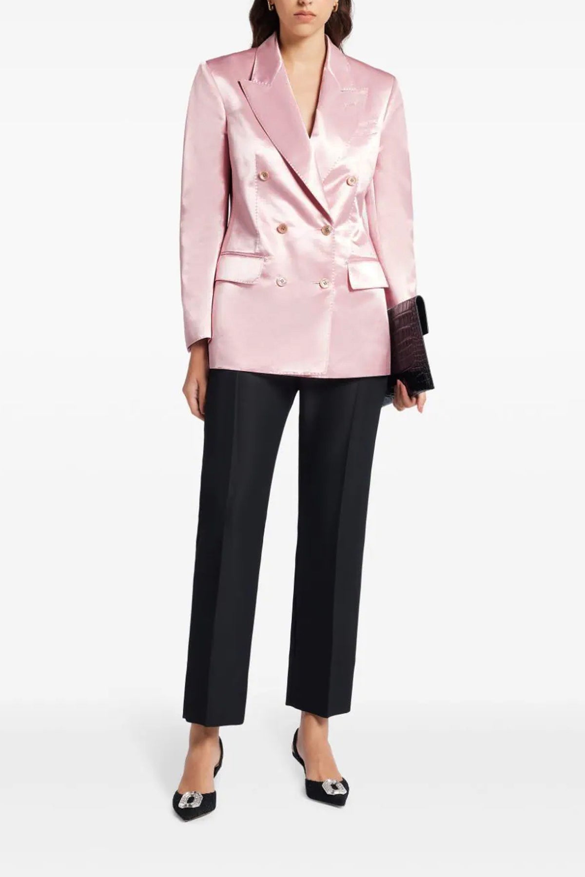 double-breasted duchesse blazer