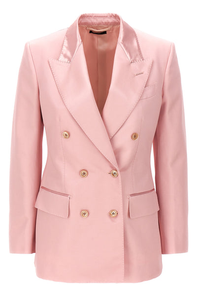 double-breasted duchesse blazer