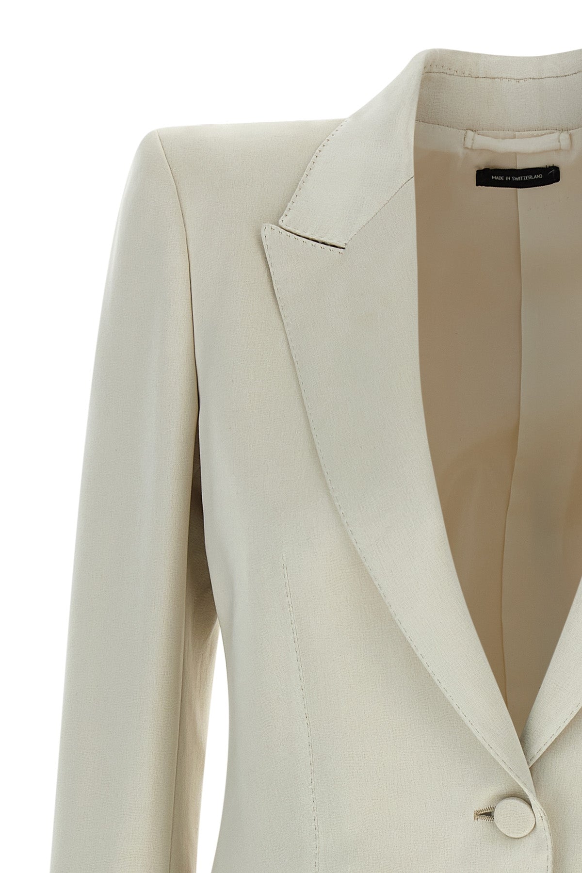 single-breasted blazer in duchesse blend silk and washed cotton