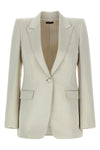 single-breasted blazer in duchesse blend silk and washed cotton