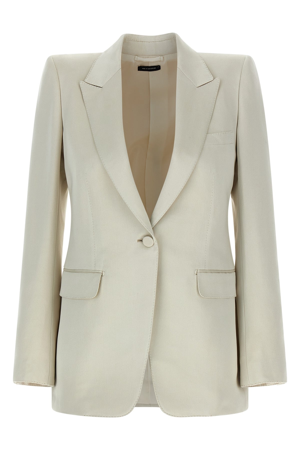 single-breasted blazer in duchesse blend silk and washed cotton