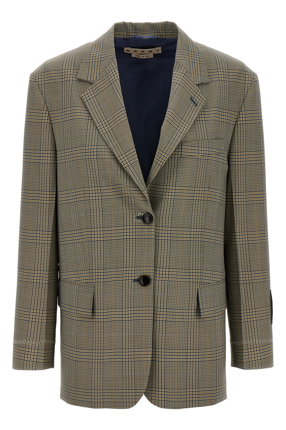 MARNI 38 prince of wales light wool single-breasted blazer