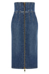 elisabetta franchi midi skirt in structured cotton denim redefines the silhouett