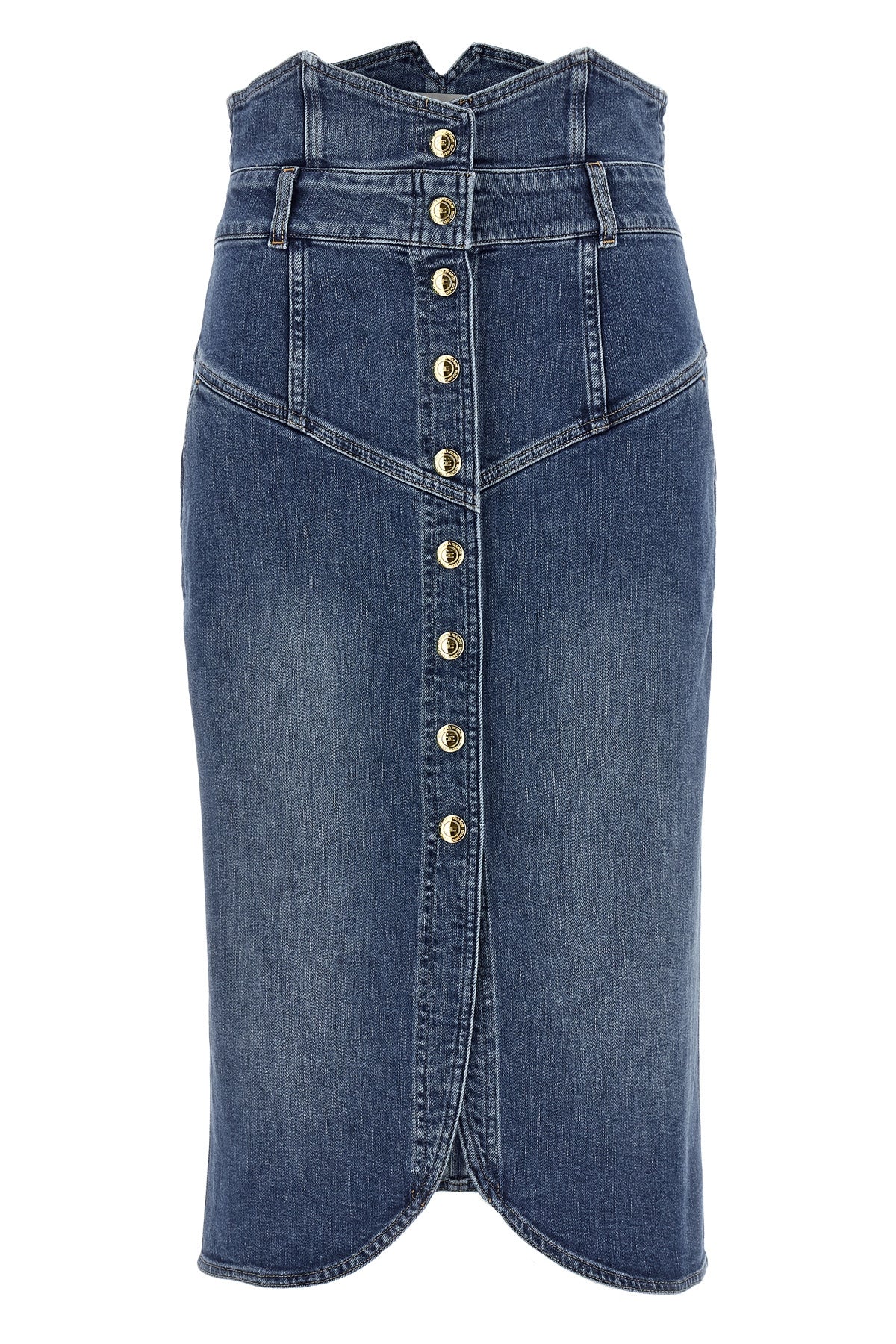 midi skirt in cotton denim
