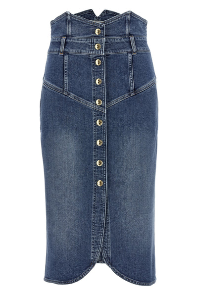 midi skirt in cotton denim