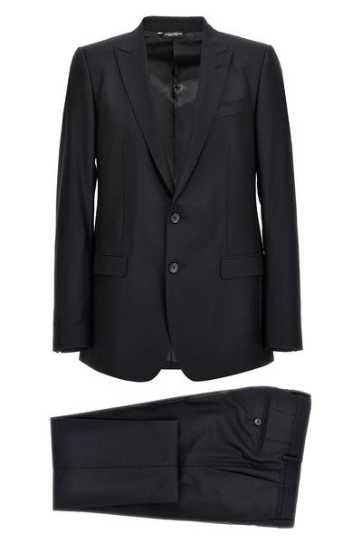 single-breasted martini wool and silk canvas suit