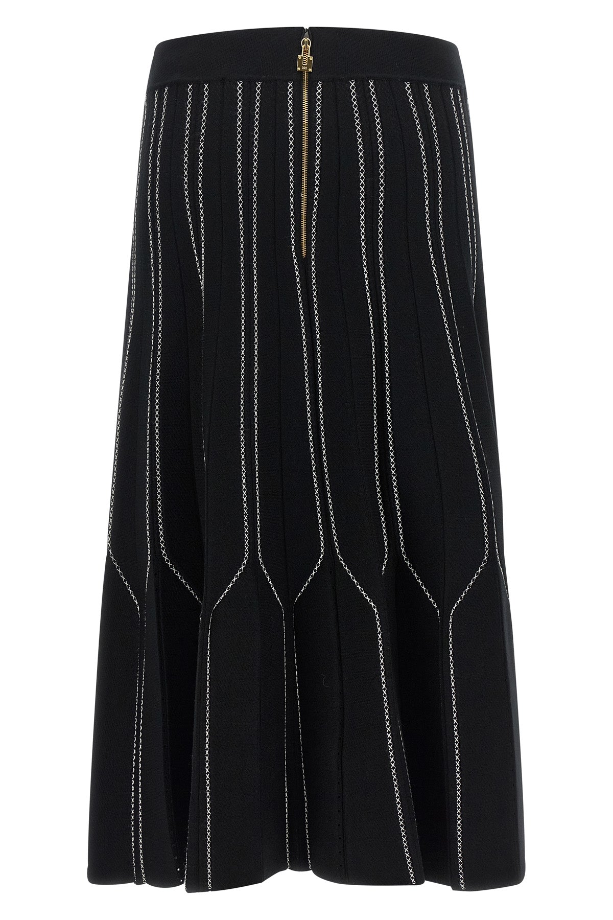 the elisabetta franchi midi skirt redefines the volumes of the womens wardrobe