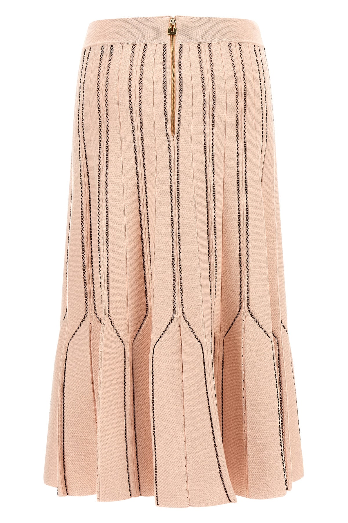 elisabetta franchi midi skirt redefines the silhouette through sophisticated kni