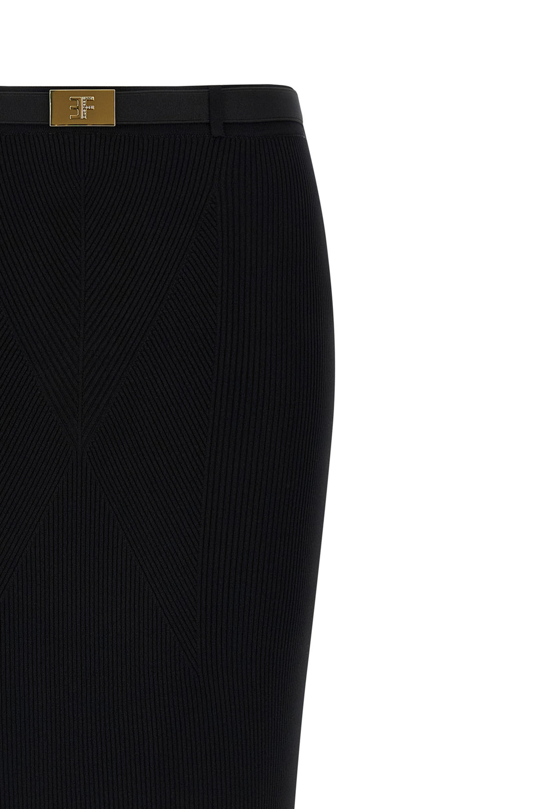 ELISABETTA FRANCHI 42 stretch ribbed knit midi skirt