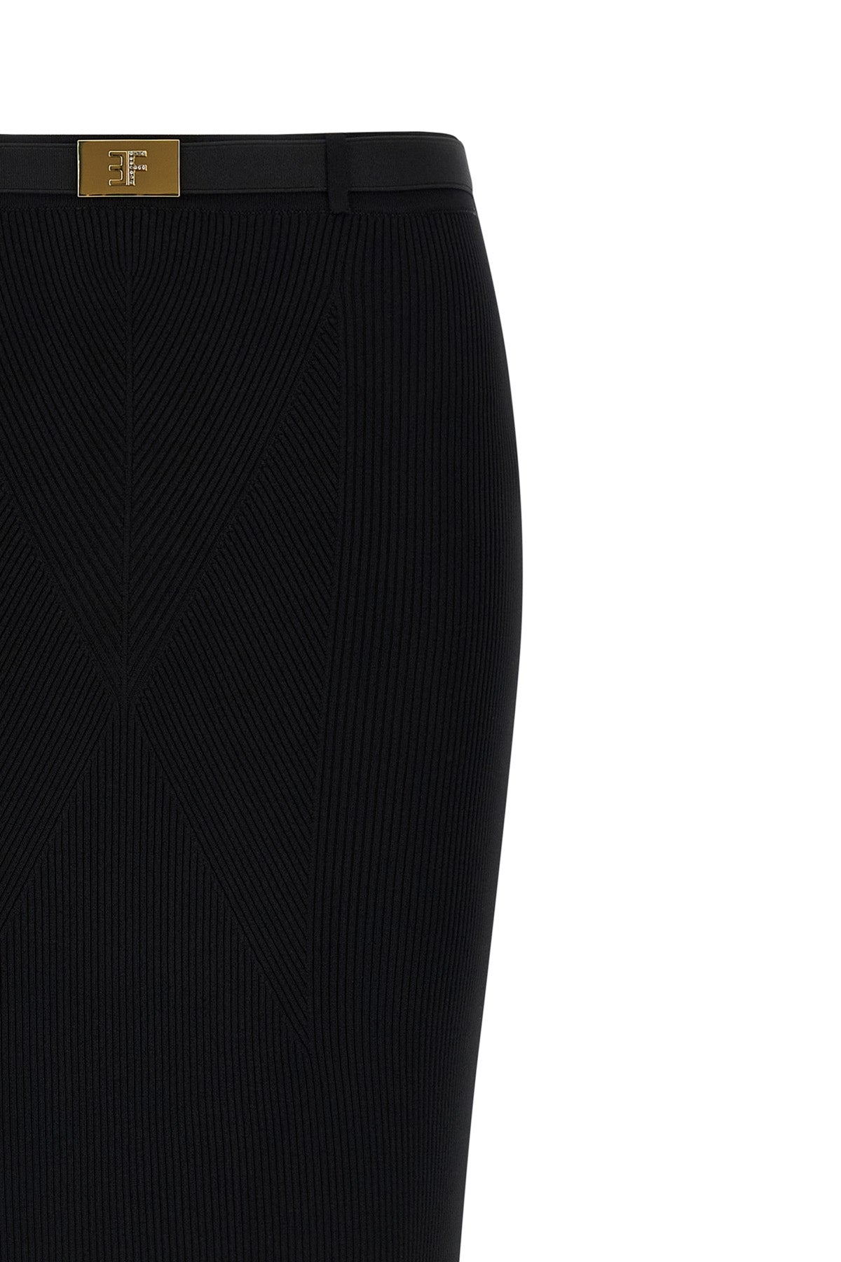 stretch ribbed knit midi skirt