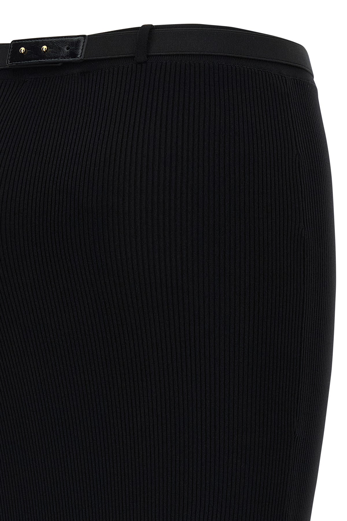 stretch ribbed knit midi skirt