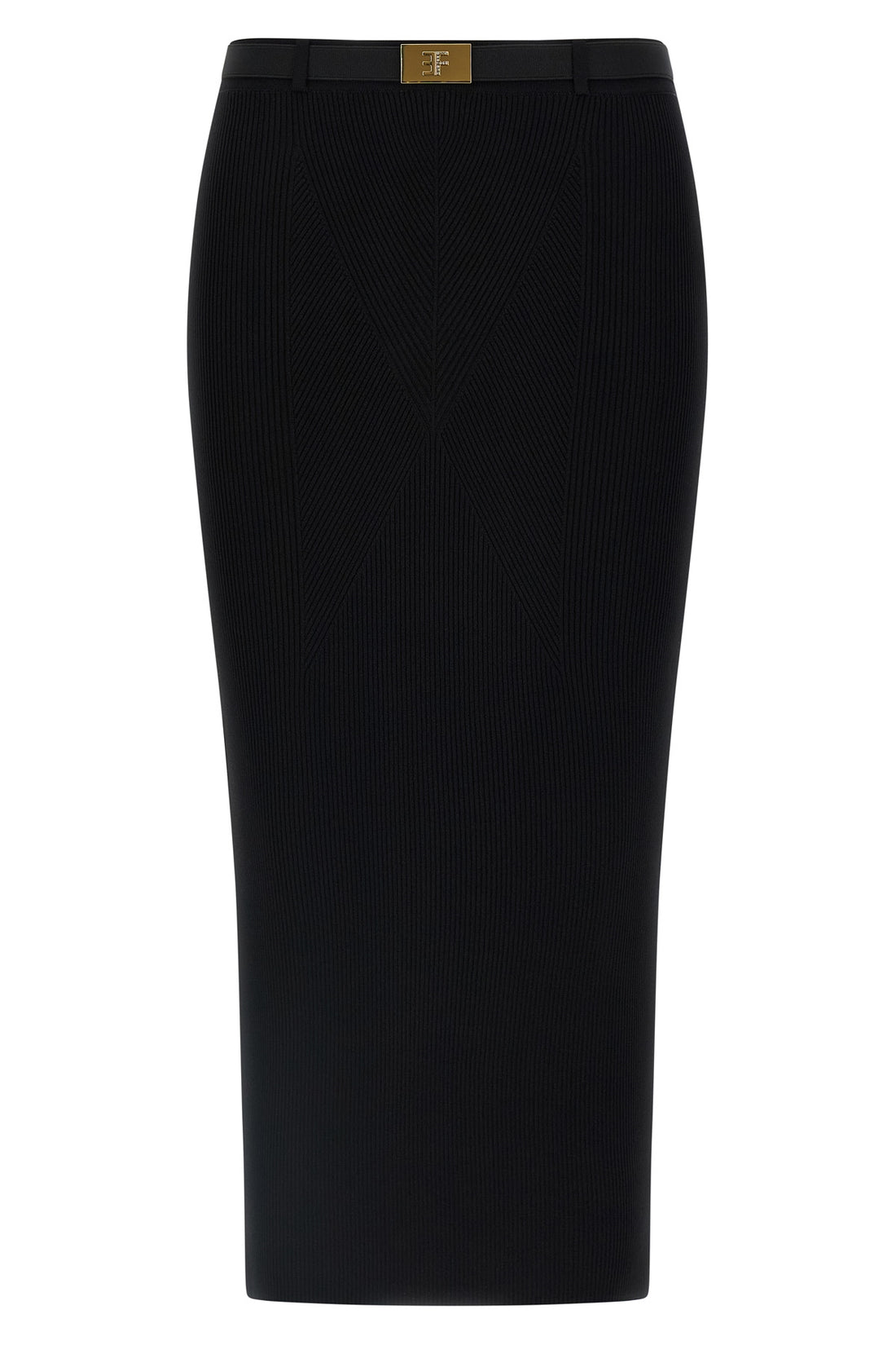 ELISABETTA FRANCHI 42 stretch ribbed knit midi skirt