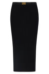 stretch ribbed knit midi skirt
