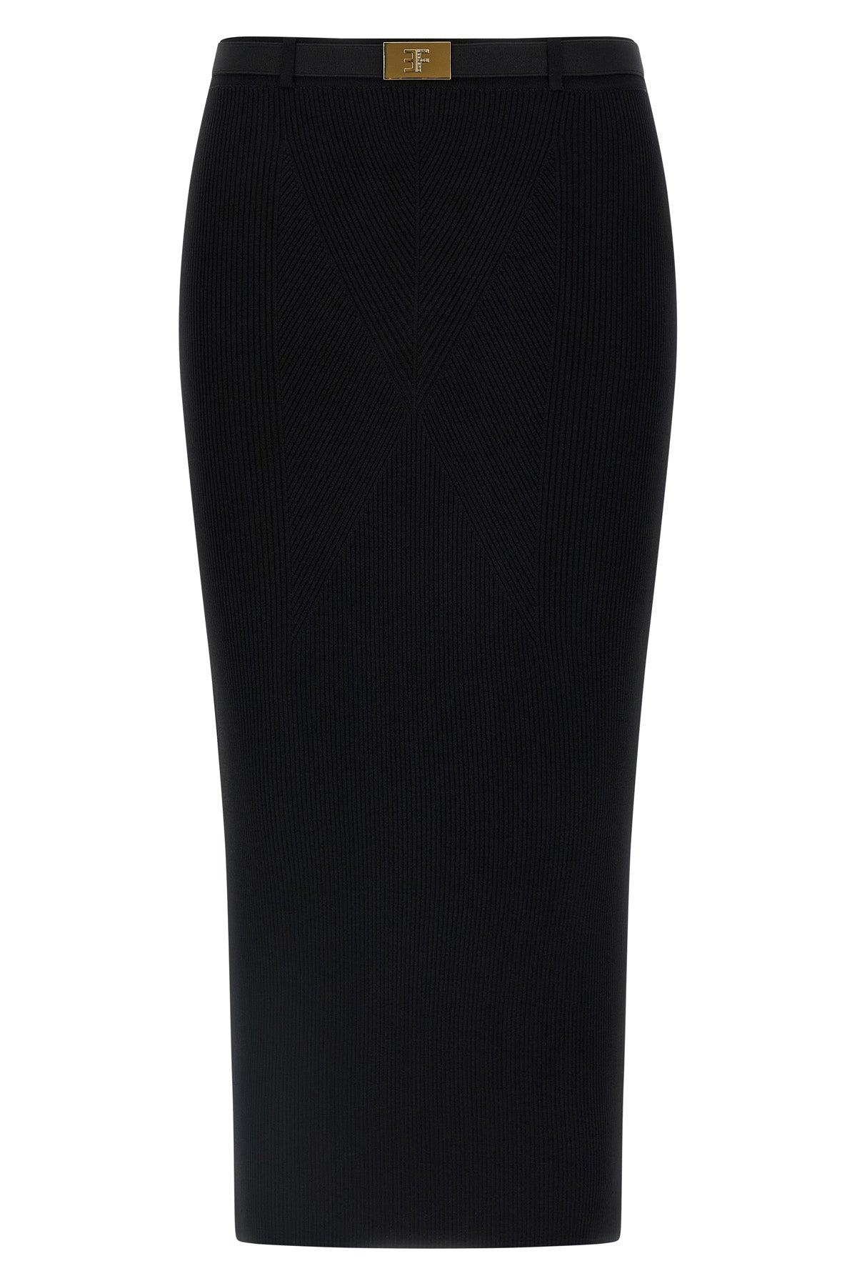 stretch ribbed knit midi skirt