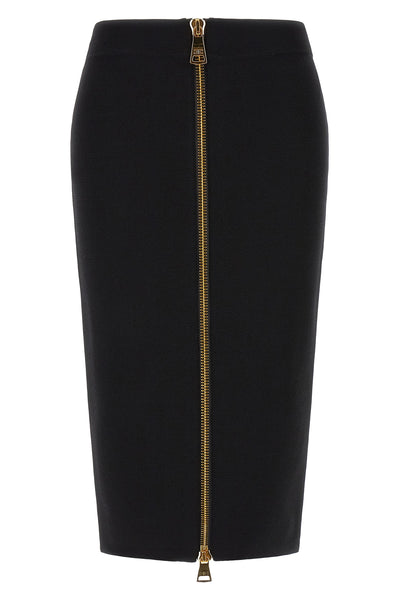 the elisabetta franchi midi skirt redefines the codes of contemporary tailoring