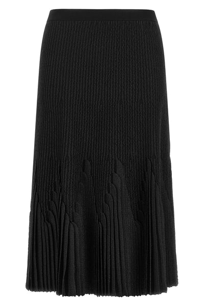elisabetta franchi knitted midi skirt defines a sophisticated silhouette through