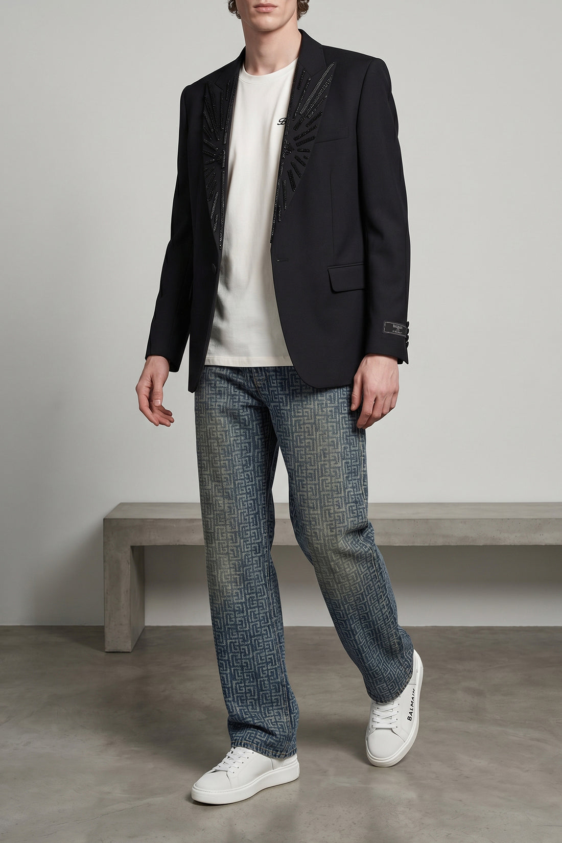 BALMAIN 40 b-court calf leather sneakers