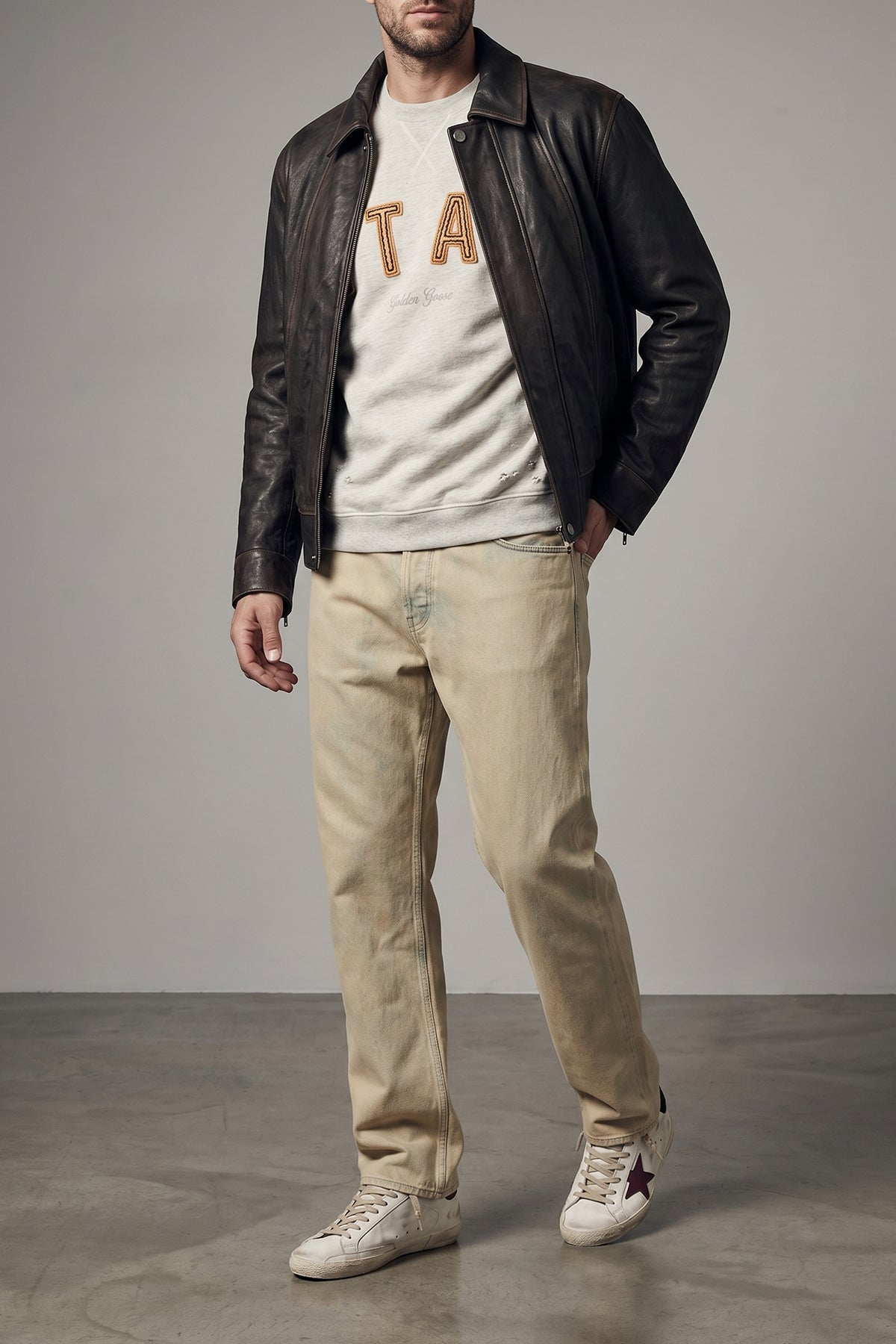 superstar used-effect leather sneakers