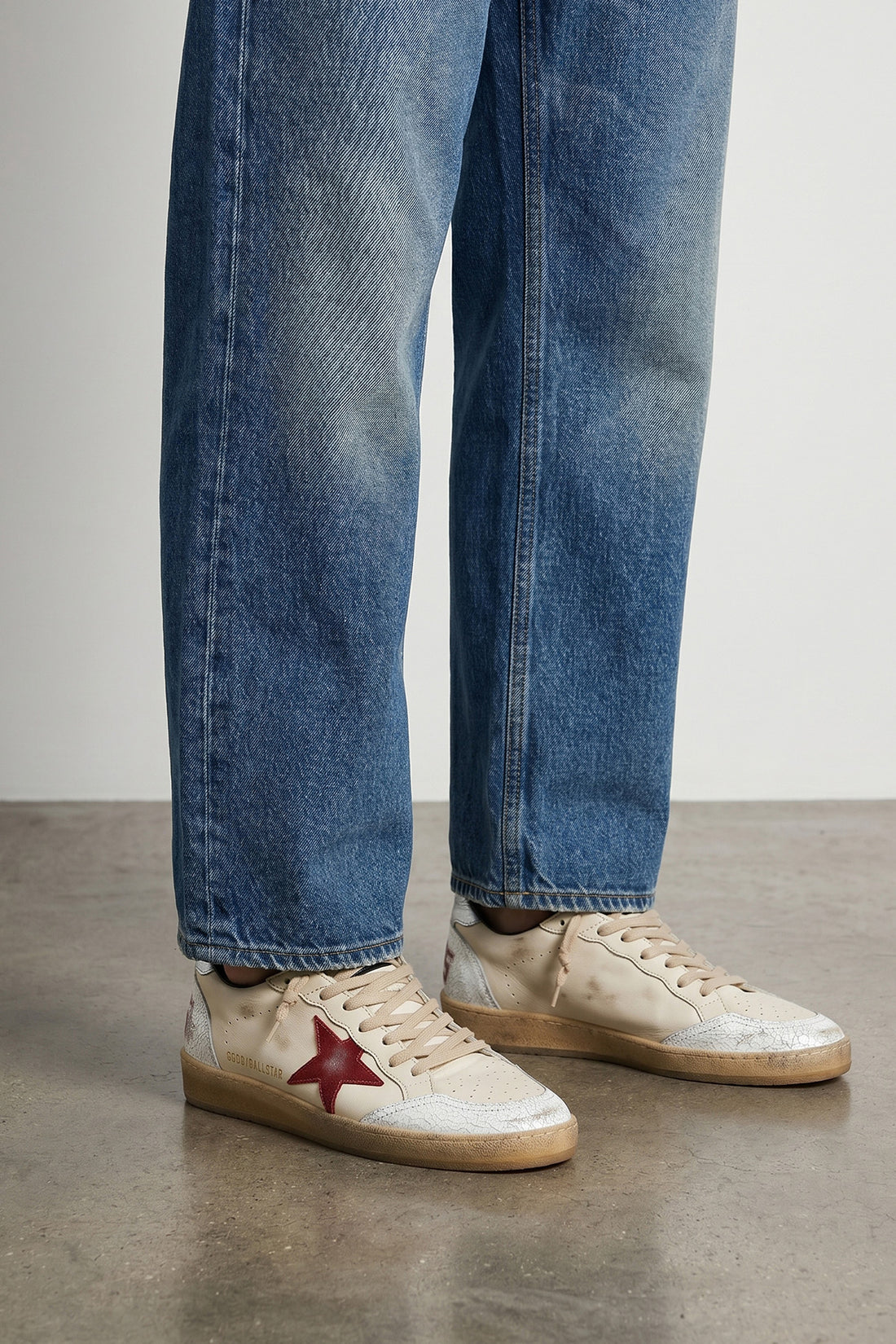 GOLDEN GOOSE 41 ball star vintage-treated leather sneakers