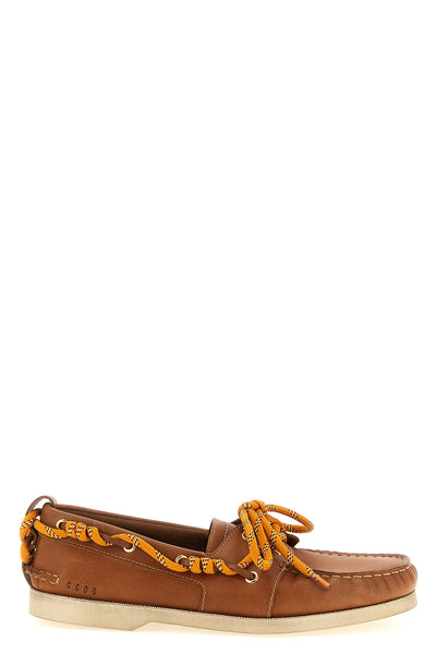 aged leather boat shoe