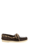 leather boat loafers curled on the front
