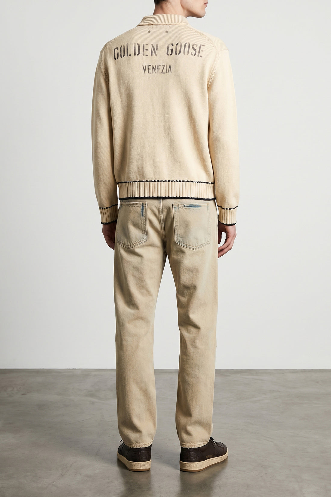GOLDEN GOOSE S knitted cotton rindley polo shirt