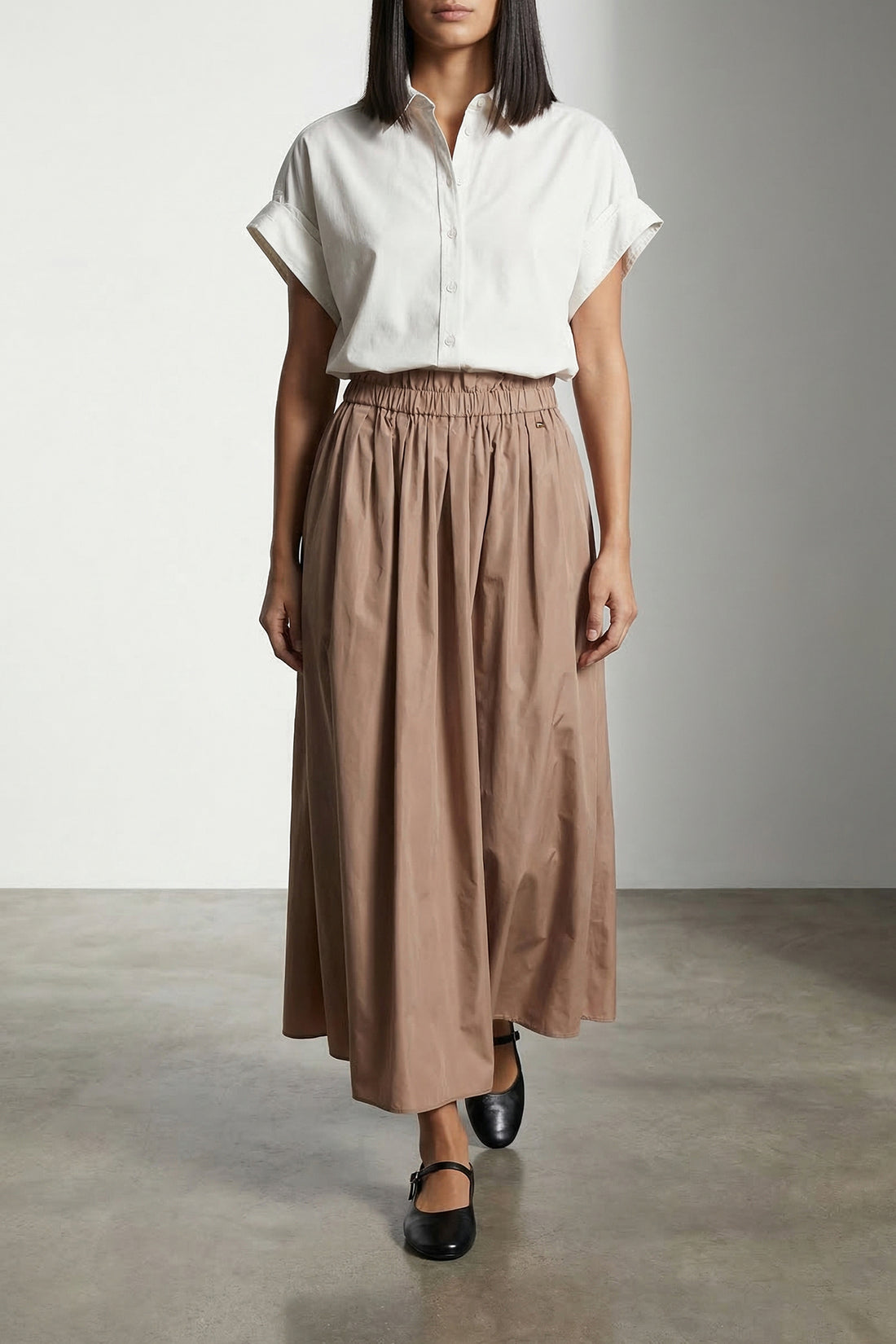 HERNO 38 midi skirt in new techno taffeta